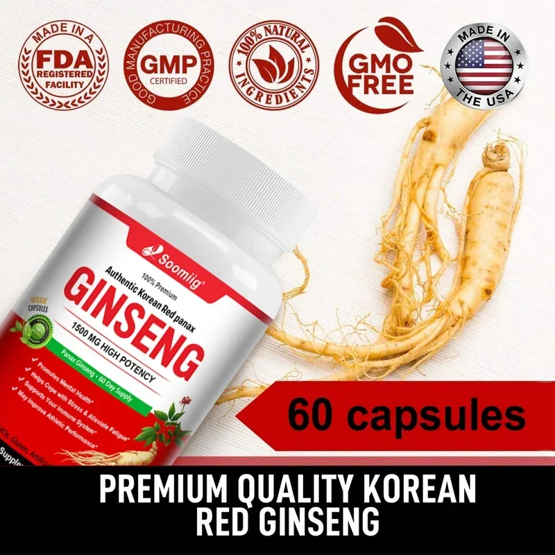 Korean Red Ginseng Capsules - Supports Increased Energy, Mood, Stamina & Performance, Muscle Strength, Ginseng Supplement