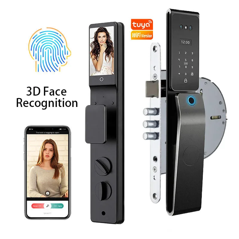 Custom Smart Durable Cylinder Zinc Alloy Biometric RFID Fingerprint Unlock Metal Intelligent Digital Door Lock With Camera
