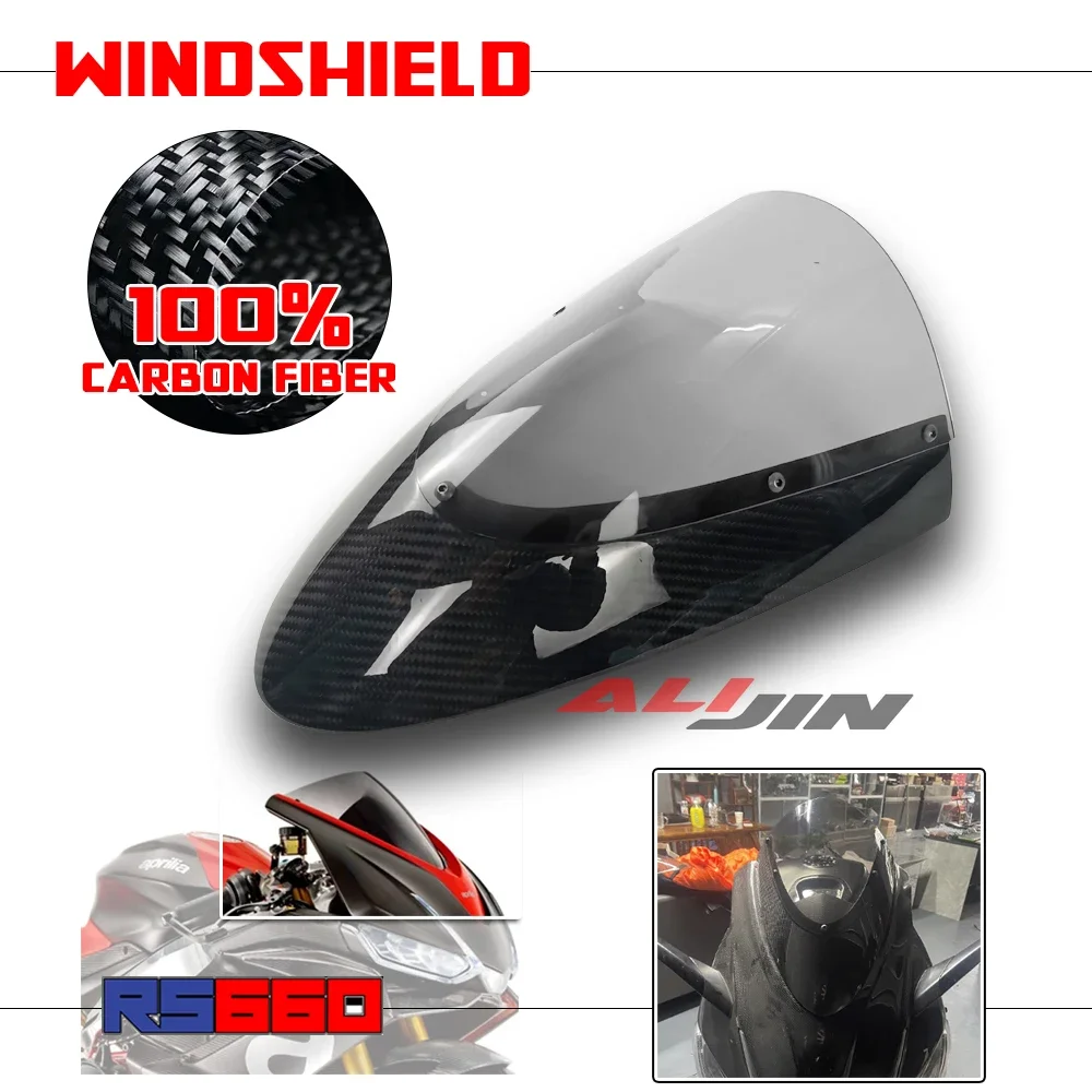 Real Dry Carbon Fiber Fit Aprilia RS660 RS 660 2021-2023 Motorcycle Front Fairing Windshield Heightened Windscreen Deflectors