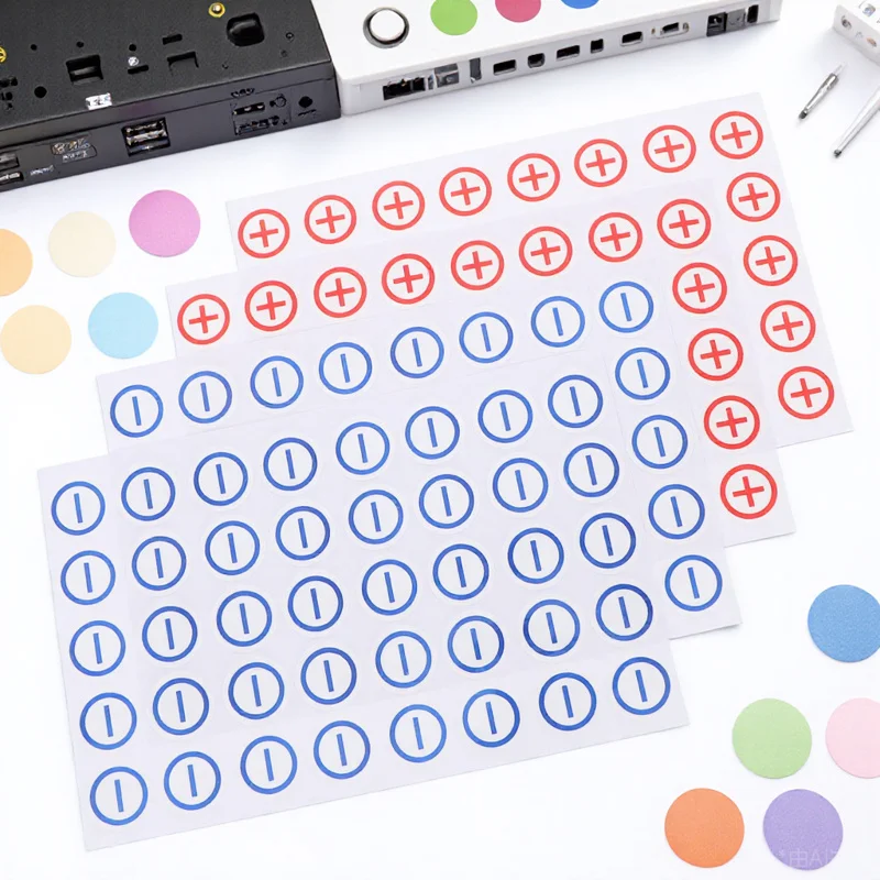 

4 Sheets Durable Polarity Stickers Clear Identification Electrical Safety Labels Strong Adhesive Warning Sign Decals For