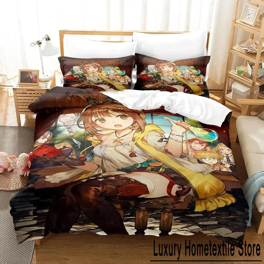 

Atelier Ryza Ever Darkness & the Secret Hide out Bedding Set Boys Girls Twin Queen Size Duvet Cover Pillowcase Bed Kids Adult