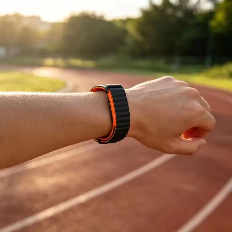 Magnetisches Weiches Silikon-Uhrenarmband für Fitbit Air Classic Geripptes Sportarmband Ersatz-Armband mit Zinklegierung-Schnalle TPU-Armband – Detail 6