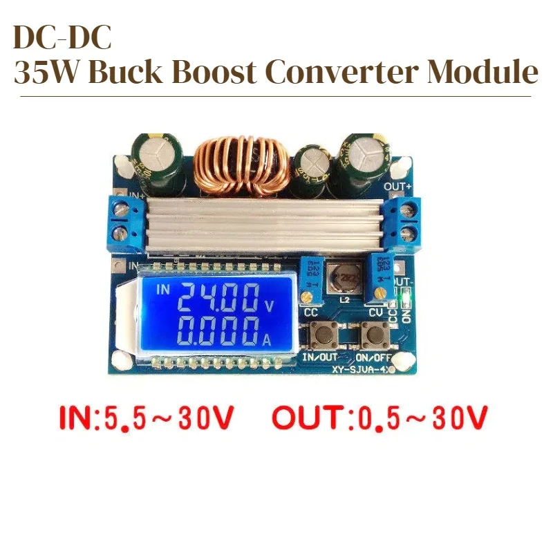 DC-DC Buck Boost Converter Modul LCD Digital Voltmeter 5,5-30V bis 0,5-30V 4A 35W Einstellbarer Step Up Down Spannungsregler