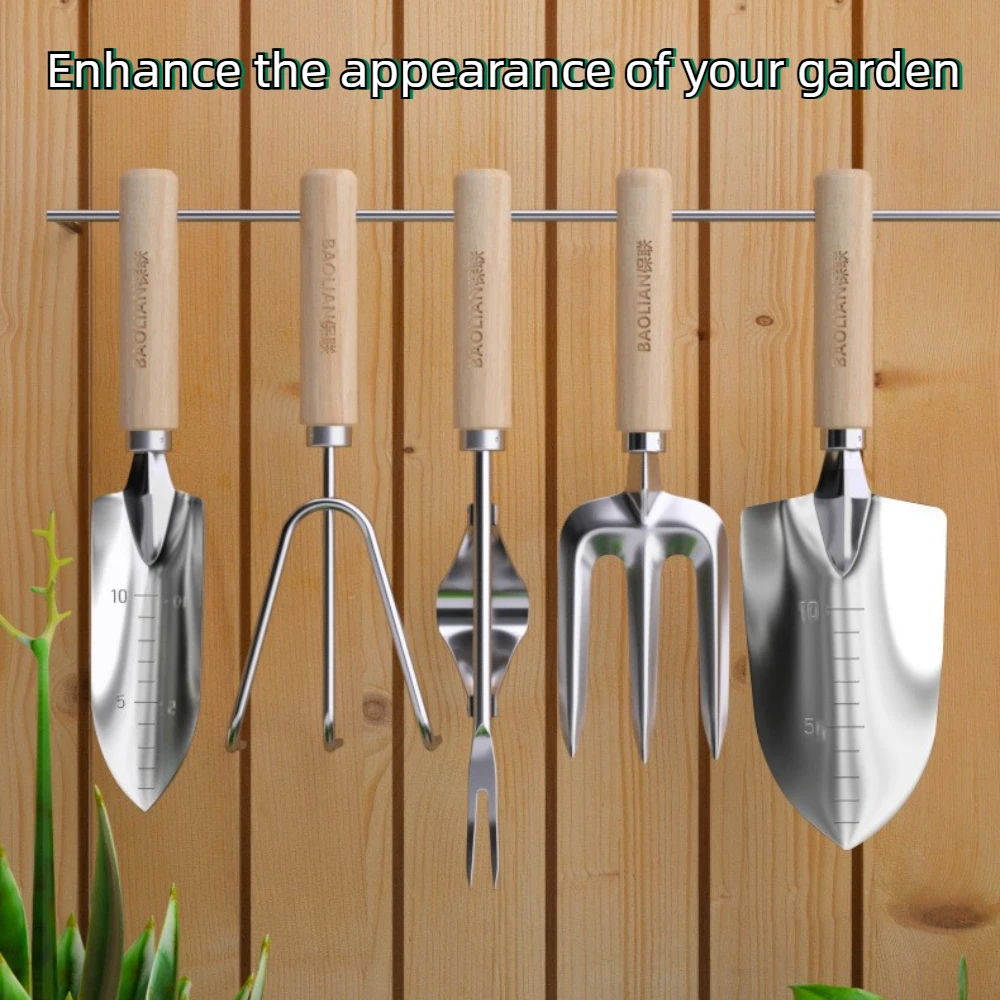 BAOLIAN Stainless Steel Gardening Shovel Tools Household Small Spade Rake Loose Soil Hoe Grow Vegetables and Flowers