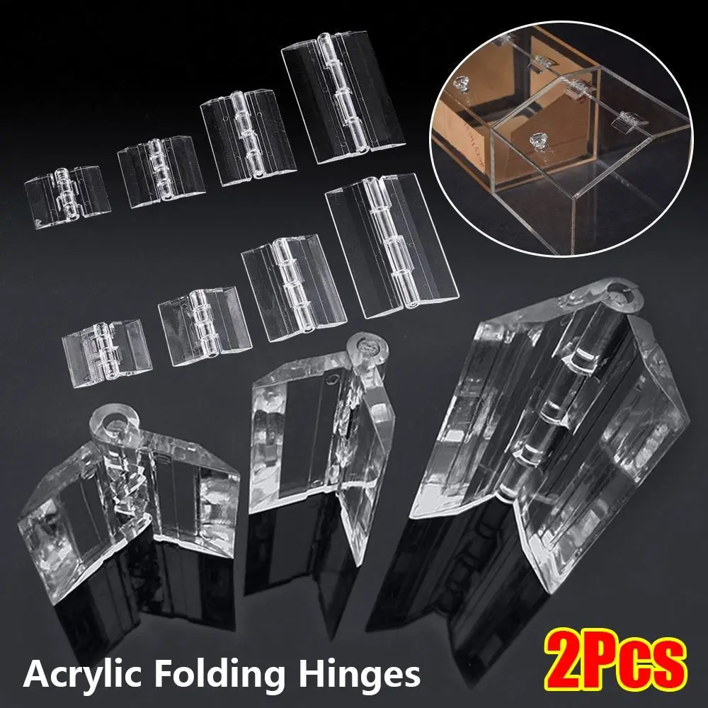 2Pcs New Transparent Plastic Folding Hinge Acrylic Clear Door Hinges 270 Degree Foldable Furniture Hardware Cabinet Door