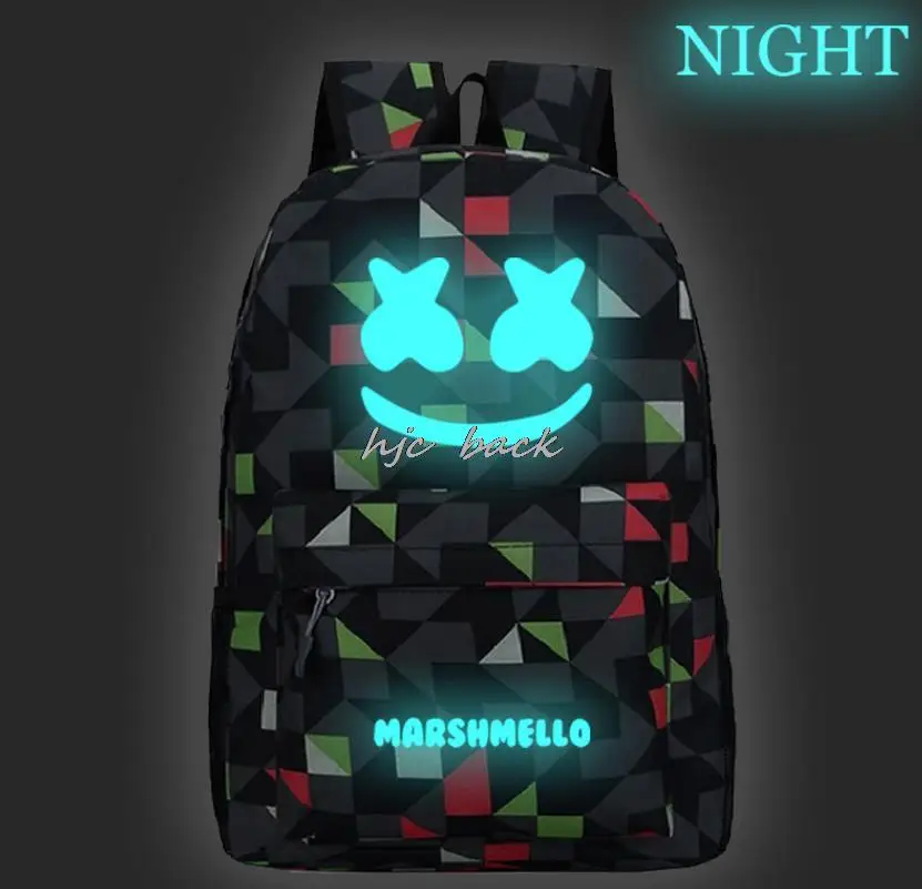 Luminous Backpack DJ Marshmello Travel Book Boys Girls School Bags Casual Backpack Laptop Mochila Birthday Gift