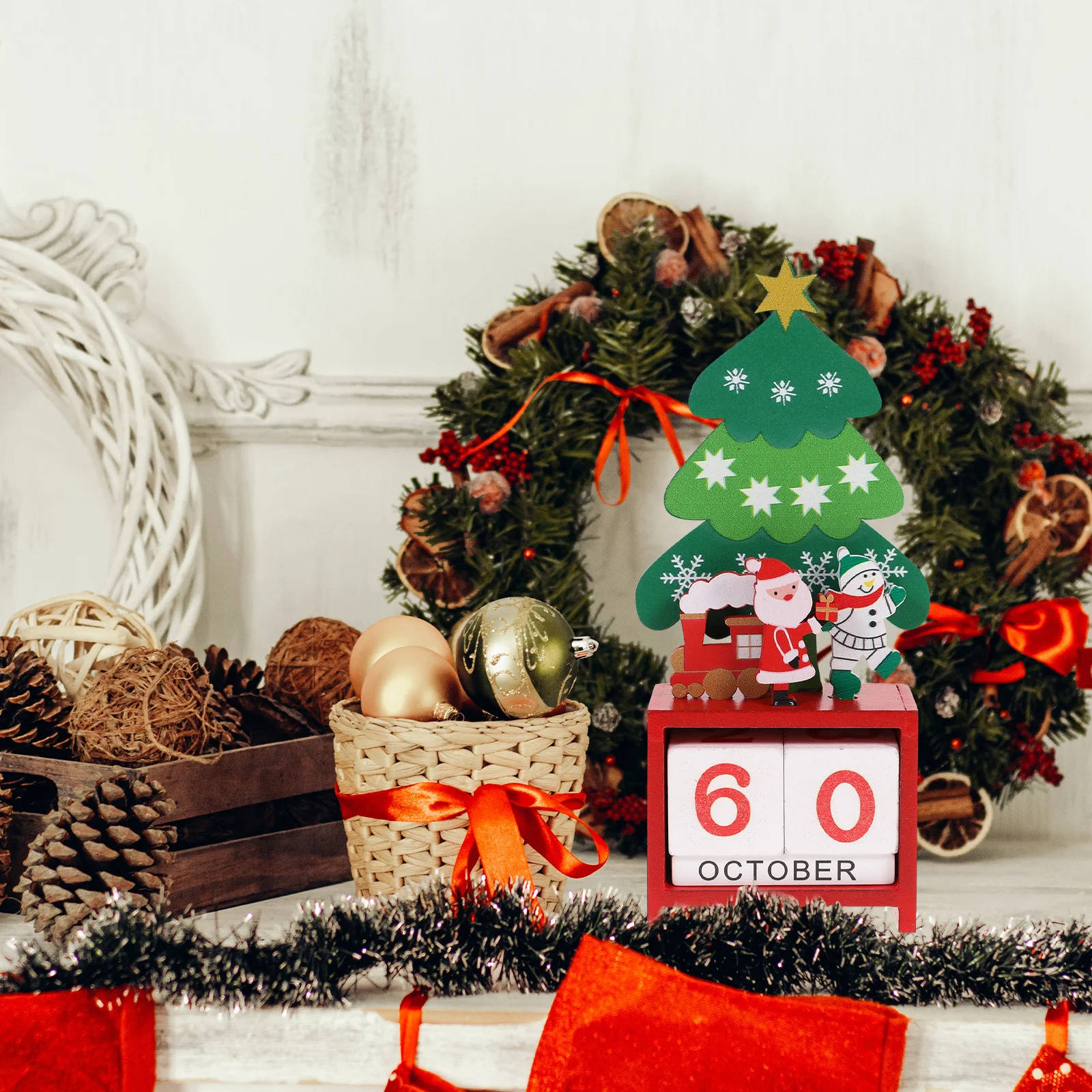 

Christmas Countdown Calendar Wood Perpetual Design Xmas Advent Desktop Decor Perfect Yearly Gift Christmas Advent Calendars