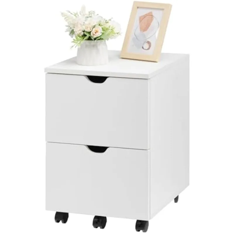 Under Desk Cabinet, Deep 2-Drawer Mobile Wood Cabinet, Storage Cabinet for Home, Rolling Cabinets for Office, Printer Stand