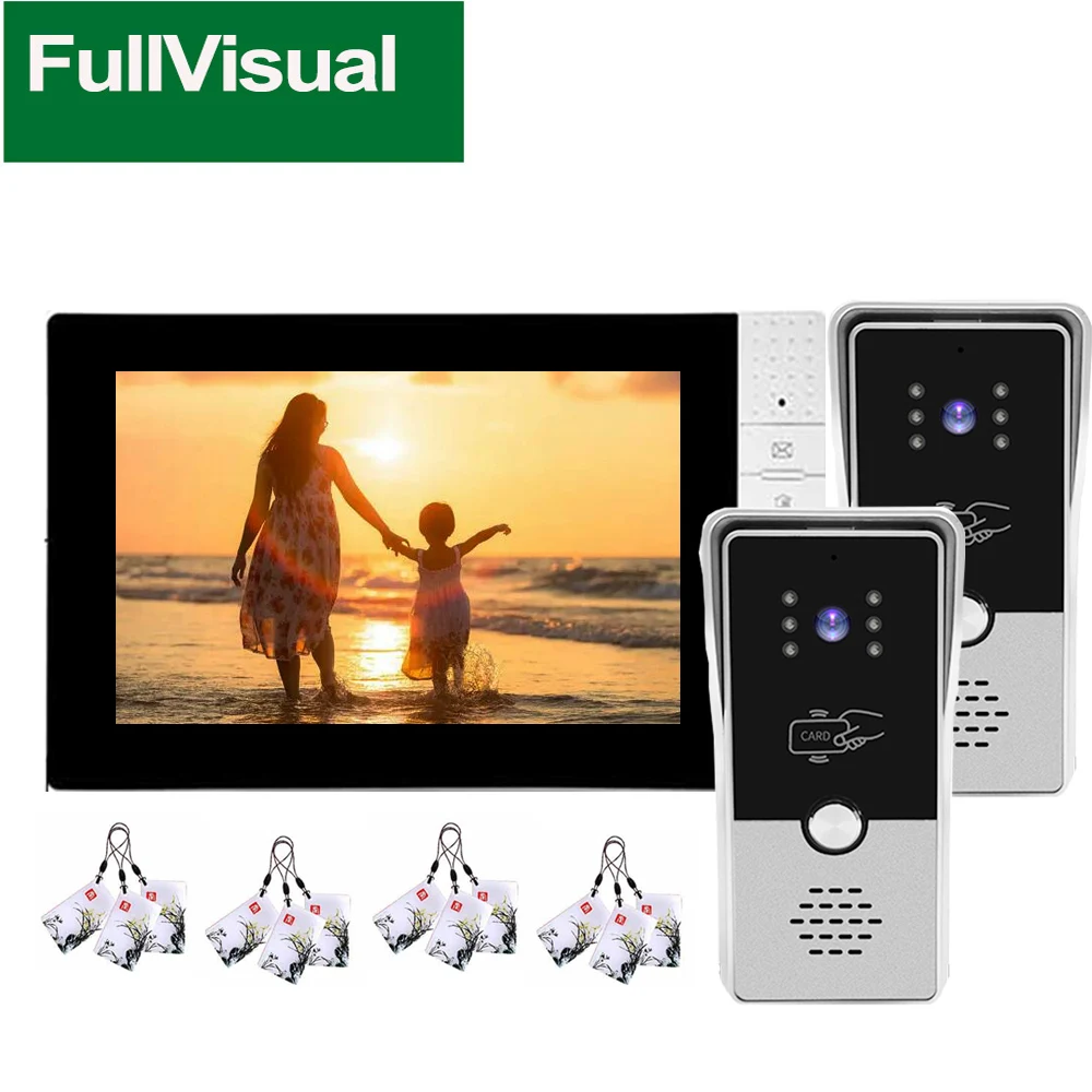 Système de visiophone filaire Fullvisual, interphone vidéo RFID, sonnette avec caméra, système multiple, déverrouiller la conversation, 7 pouces