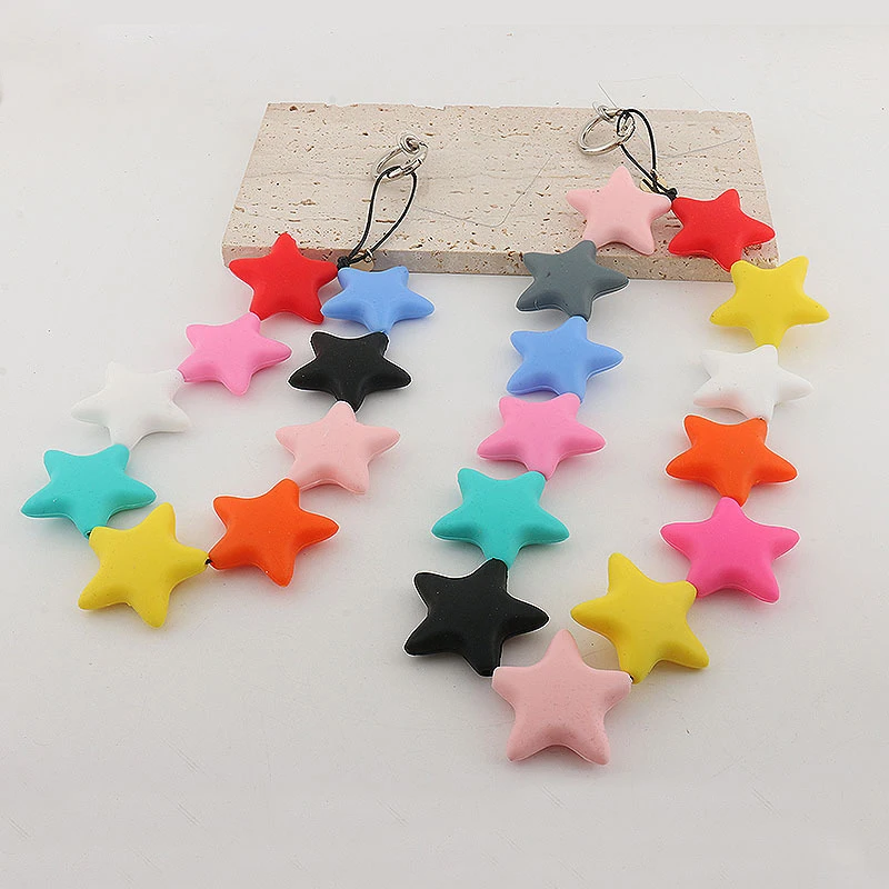 1PC Waist Hanging Five Pointed Star Keychain Colorful Big Silicone Strap Phone Strap Star Contrasting Fashion Accessories