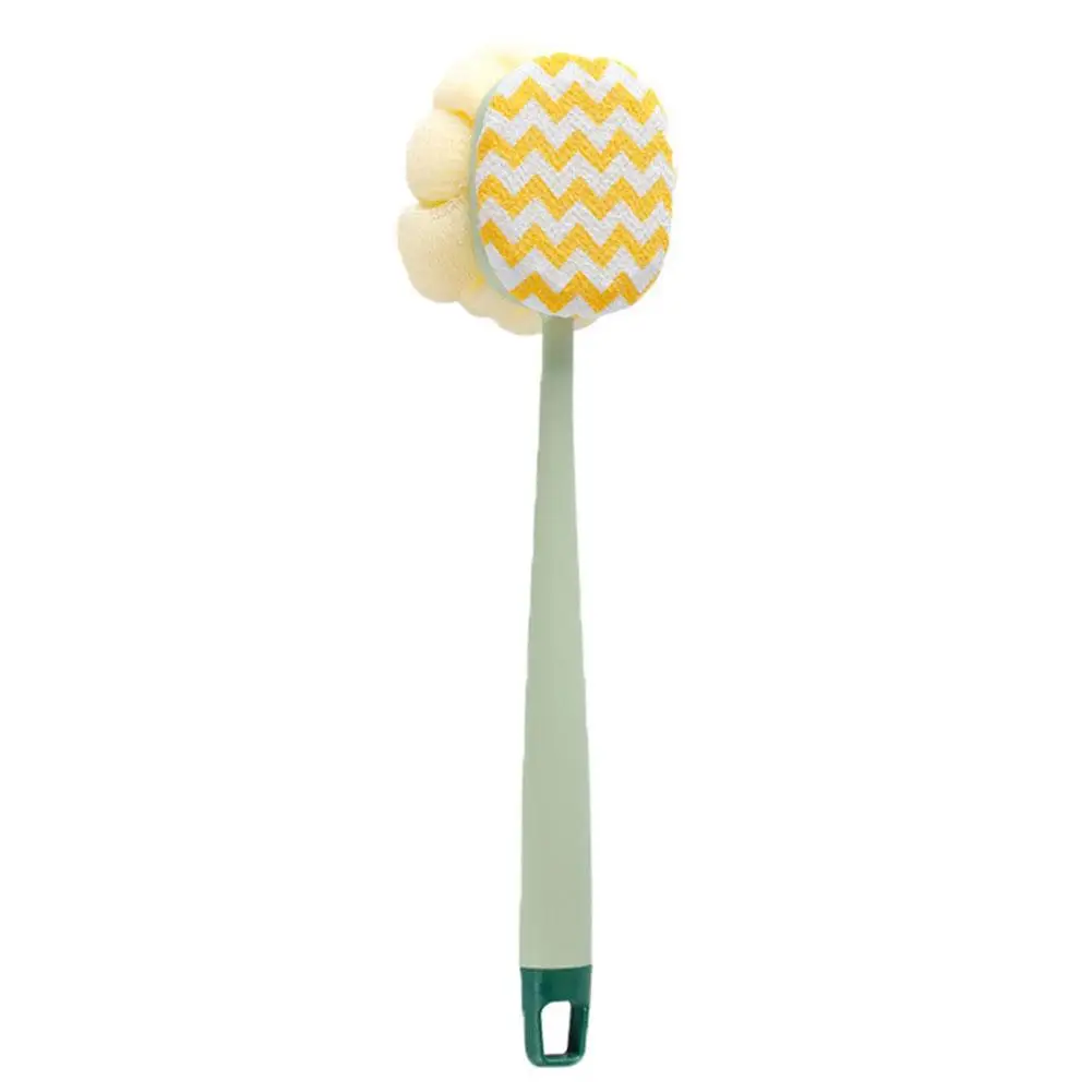 Brosse de bain éponge double face avec manche long, masseur corporel doux, douche, livres de cheveux, brosse arrière, exexpecateur de peau SafeD6