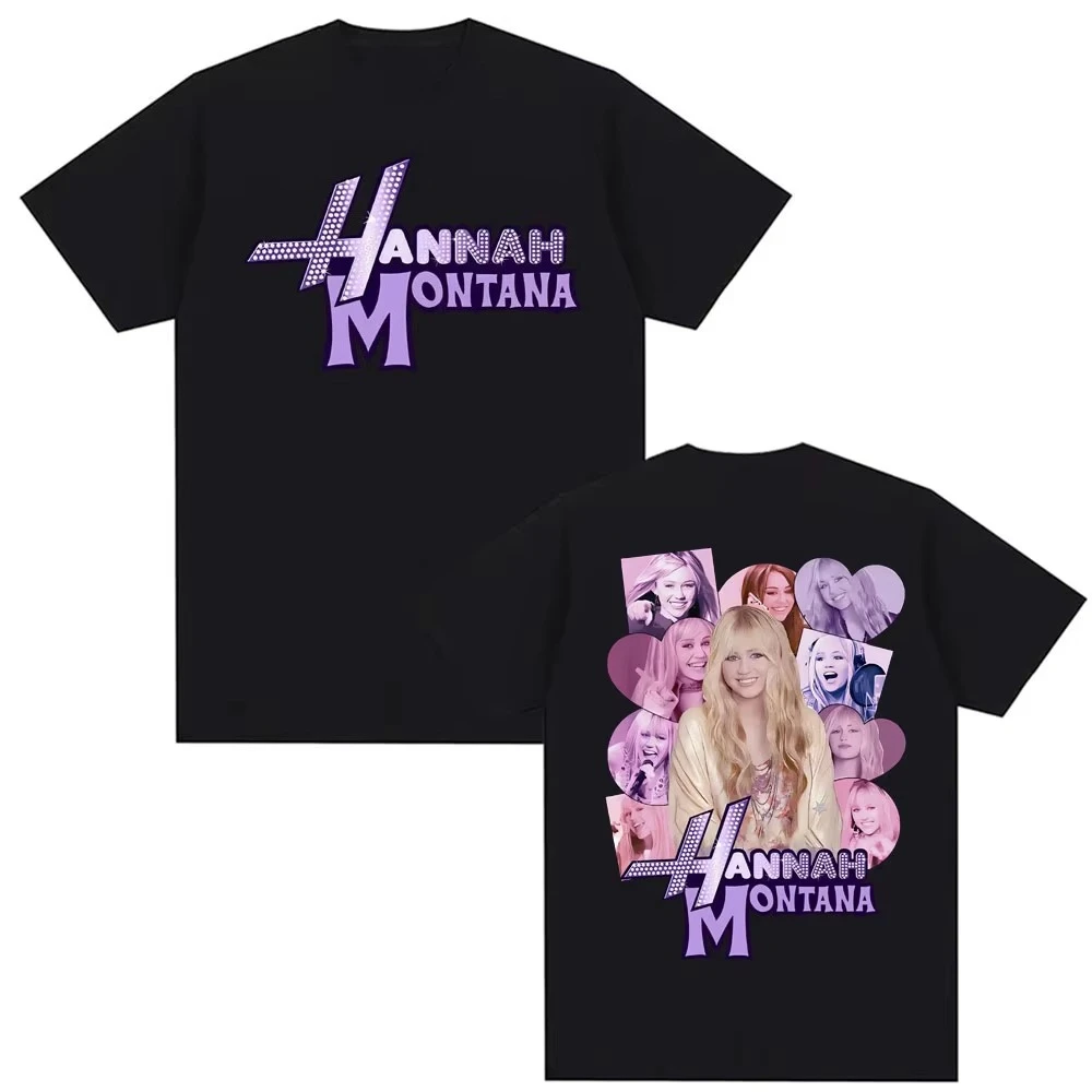 Pop Star Hannah Montana Emotions Pink T Shirts Men Women Fashion Trend High Quality T-shirt Aesthetic Casual Pure Cotton T Shirt