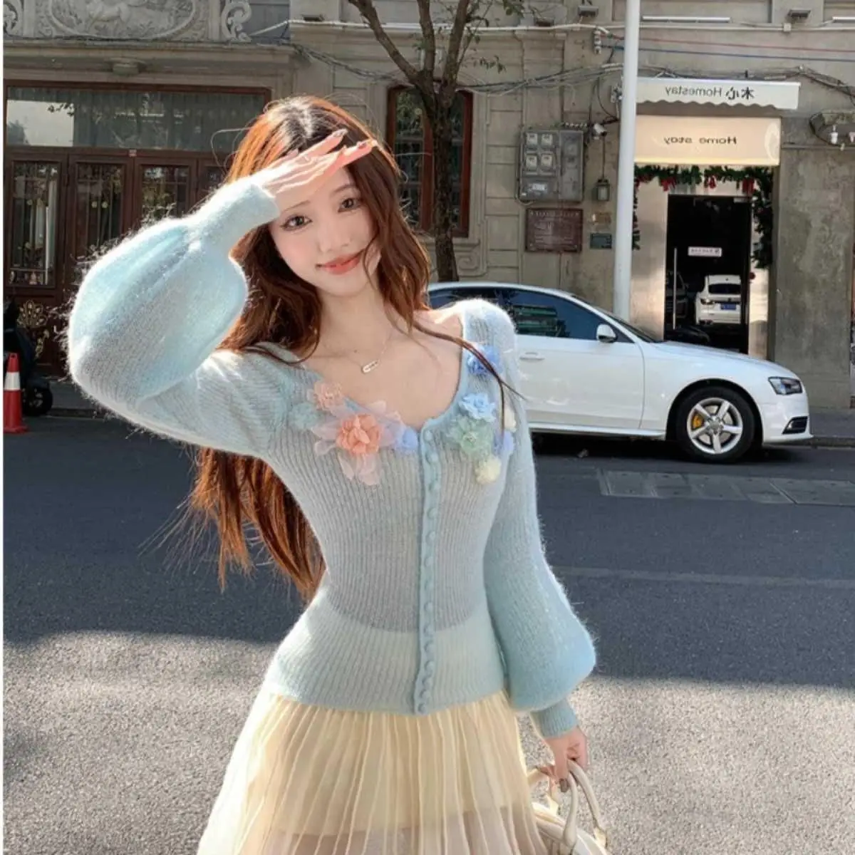 Maglioni Maglioni Cardigan Donna Illusione Fine Nastro allentato Finiture aderenti Stile francese Elegante Chic Romantico Femminile Delicato OL