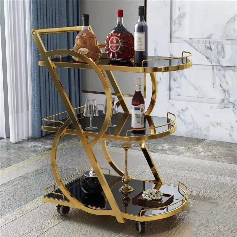 Utility Cart Trolley Kitchen Island Bar Tables Organizer Rolling Trolley Wine Rack Serving Shelf