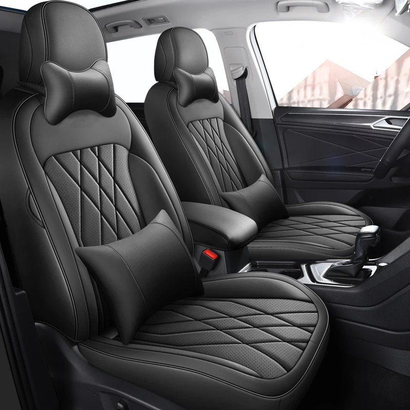 Full Coverage Car Special Seat Covers For Volkswagen VW Tiguan L 2017-2024 Waterproof leather seat cushion Auto Accessories