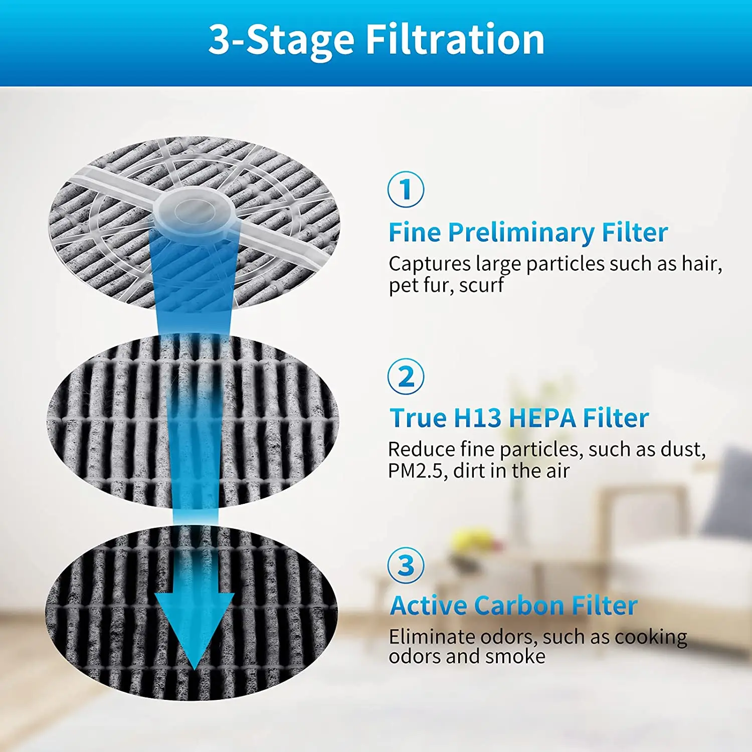 NEW 4 Pack True HEPA Replacement Filter Compatible for RIGOGLIOSO GL2103 JINPUS GL-2103 and LTLKY 900S Desktop Air Purifier