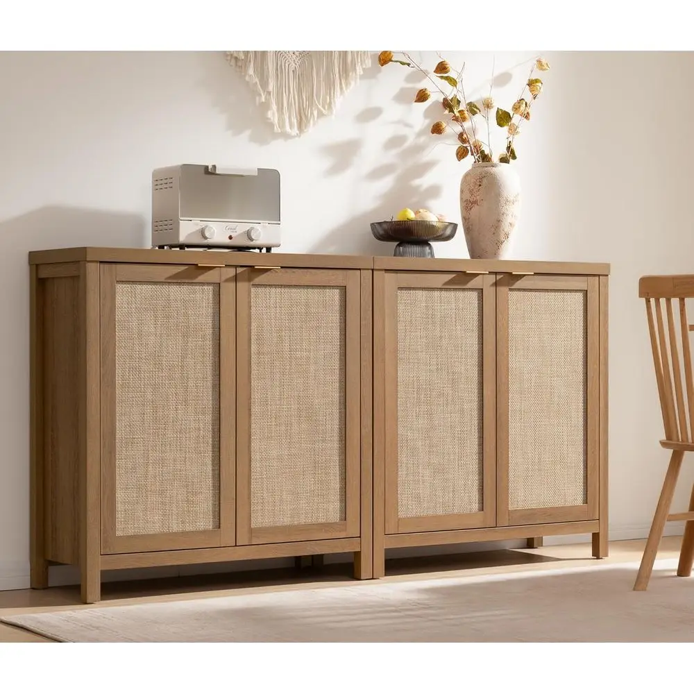 خزانة تخزين بار القهوة بوهو راتان مع أرفف قابلة للتعديل، سعة كبيرة، مناسبة للمطبخ، غرفة المعيشة، المدخل، البلوط #2