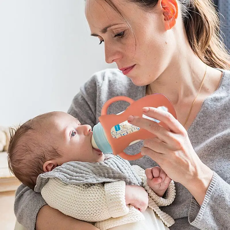 Glass Baby Bottle Sleeve Nursing Bottle Sleeve With Handles Anti Breakage Bottle Holder Anti-Drop And Shockproof Sleeve