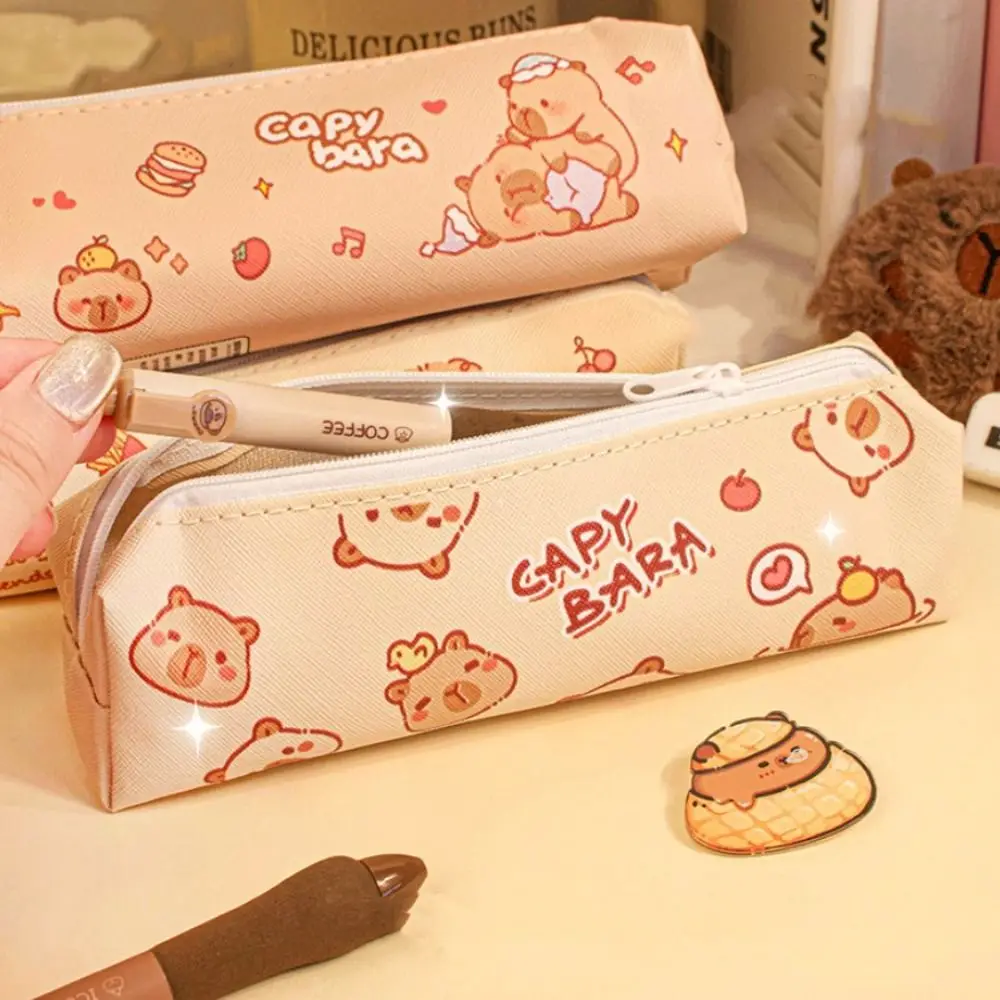 Waterproof Kawaii Capybara Pencil Bag Cute Design Cartoon Stationery Bag Creative Panda Pen Case Gift