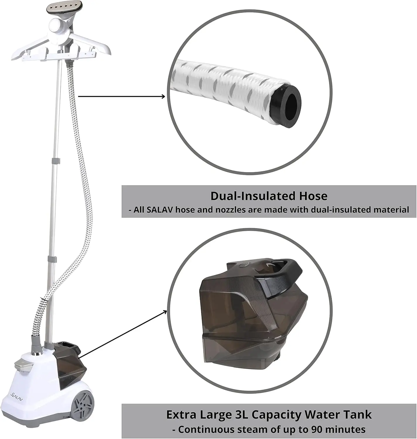 Zware Commerciële Full-Size Kledingstomer Met Voetpedalen En Extra Grote 3l (101.5 Oz) Watertank