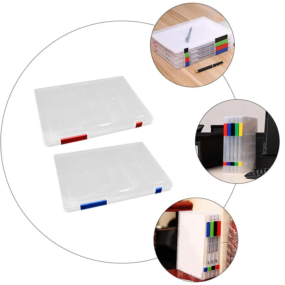 4pcs File Folder Storage Box A4 Transparent Document ganizer Portable Paper Filing Case for Home Office School Travel Anti Wear