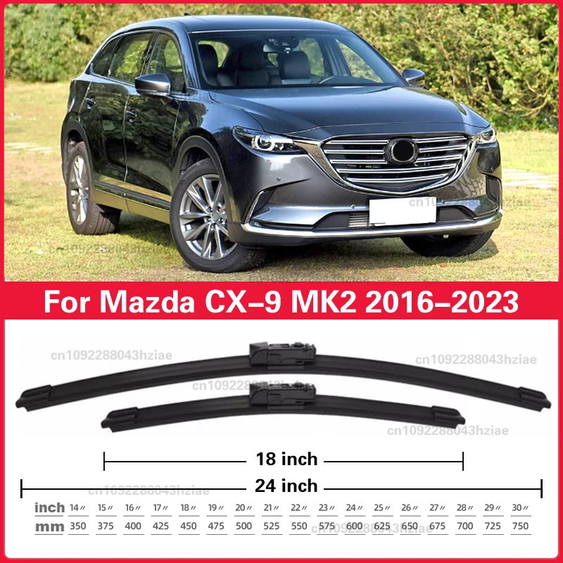 مجموعة شفرات الممسحة الأمامية لمازدا CX-9 CX9 MK2 2016 - 2023 فرش نافذة الزجاج الأمامي 24 "+ 18"