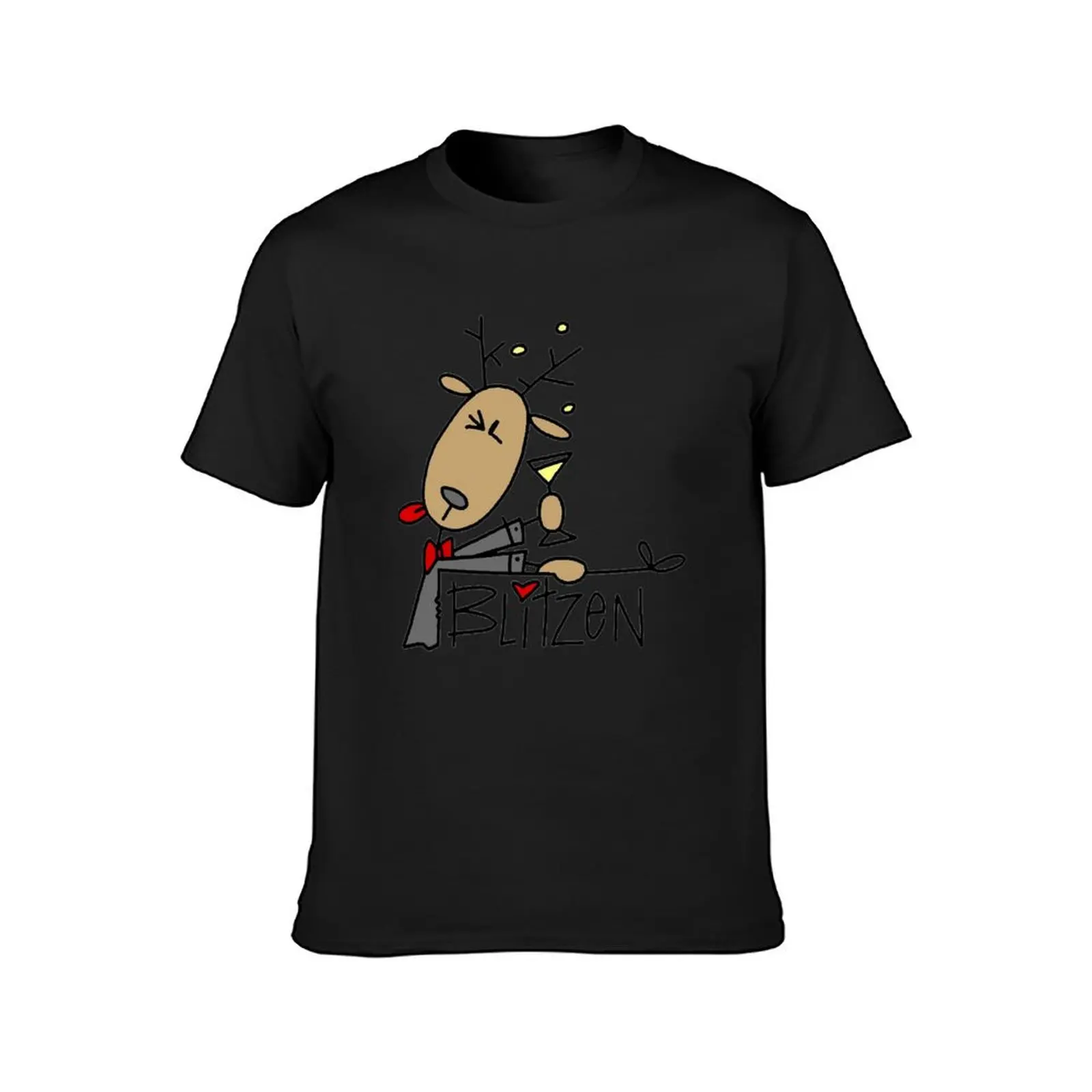 Blitzen-Camiseta de Reno para vacaciones de Navidad, ropa lisa de tallas grandes para hombre