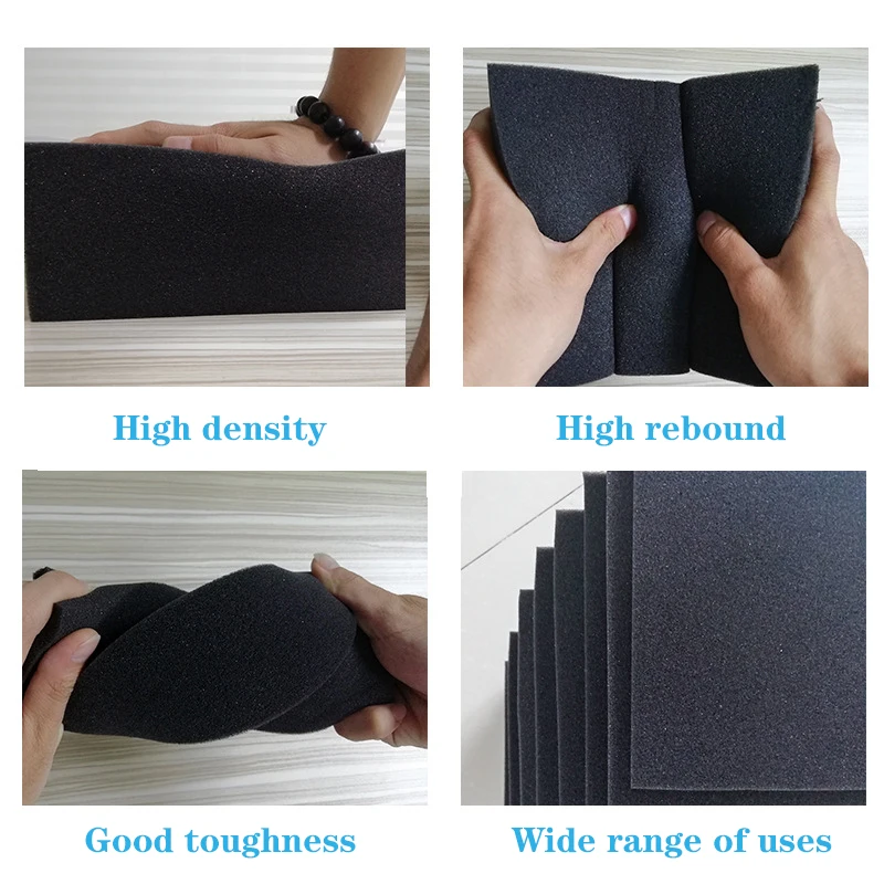 High resilience lightweight shock absorbing black uncut foam flat sponge