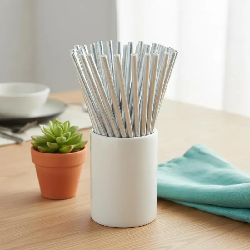 25pcs/bag Disposable Drinking Party Paper Straws Biodegradable Cocktail Straws For Birthday Party Supplies Baby Shower Wedding