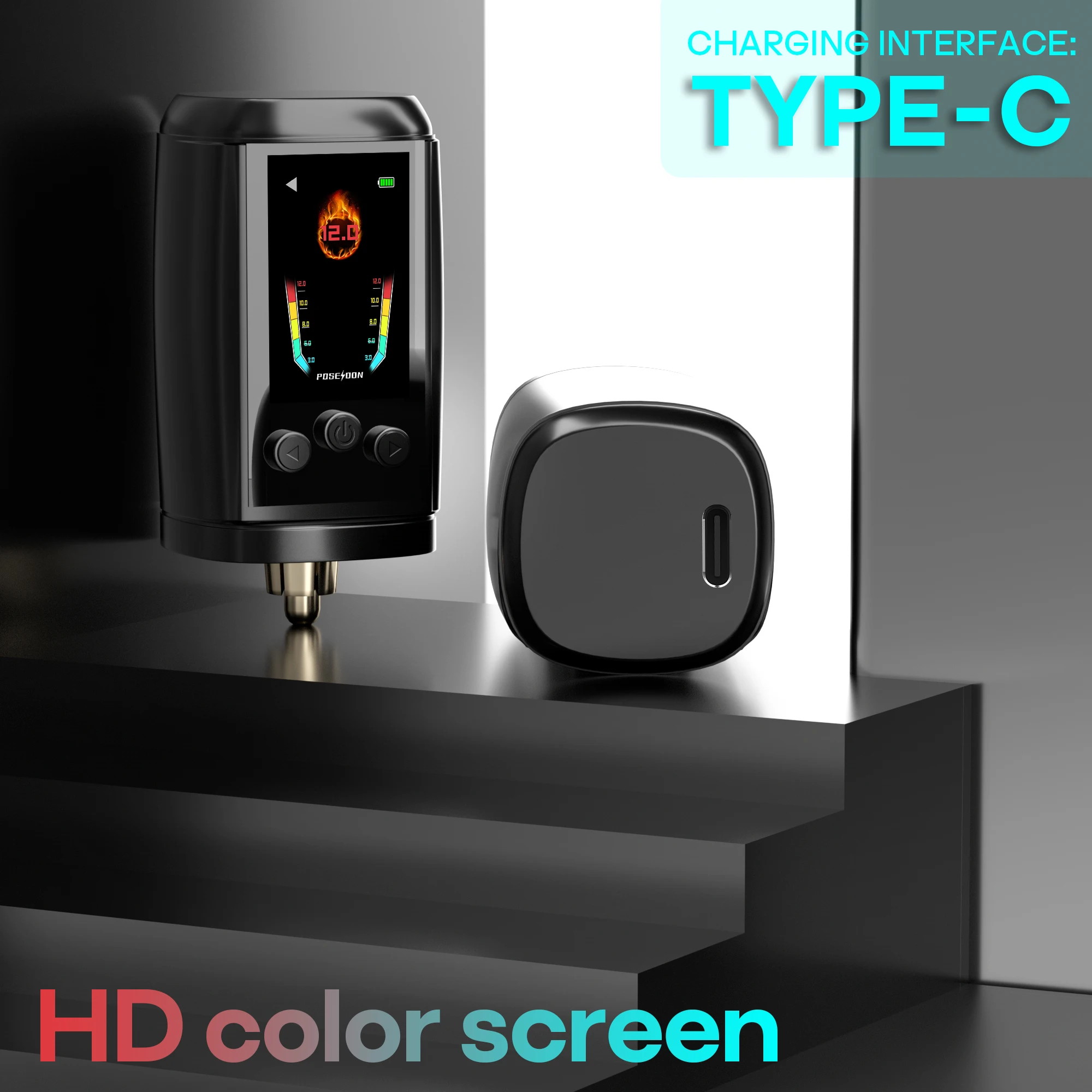 Tattoo Kit POSEIDON V5 Color Screen Tattoo Pen Kit For Permanent Makeup Tattoo Machine Wireless Tattoo Power Supply Tattoo Kit