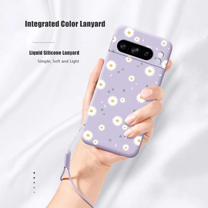 Funda de silicona para teléfono móvil, carcasa con brazalete de flores blancas para Google Pixel 8Pro 8 8A 5 3XL 3A 4 4A 5 7 7A 6 6A 9 9Pro 9ProXL