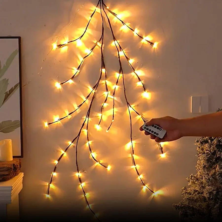 1.5M 72LED Artificial Willow Vine Light 2 Color Birch Tree Branches Light With Remote Christmas Flexible DIY Vines Decoration