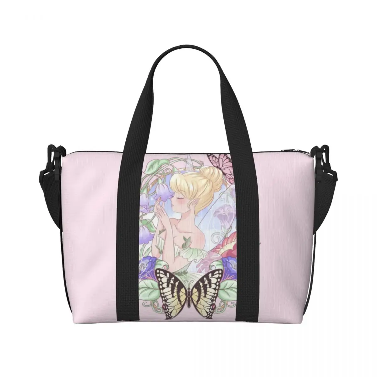 Custom Tinker Bell Tote Bag for Women Big Capacity Gym Beach Travel Bags