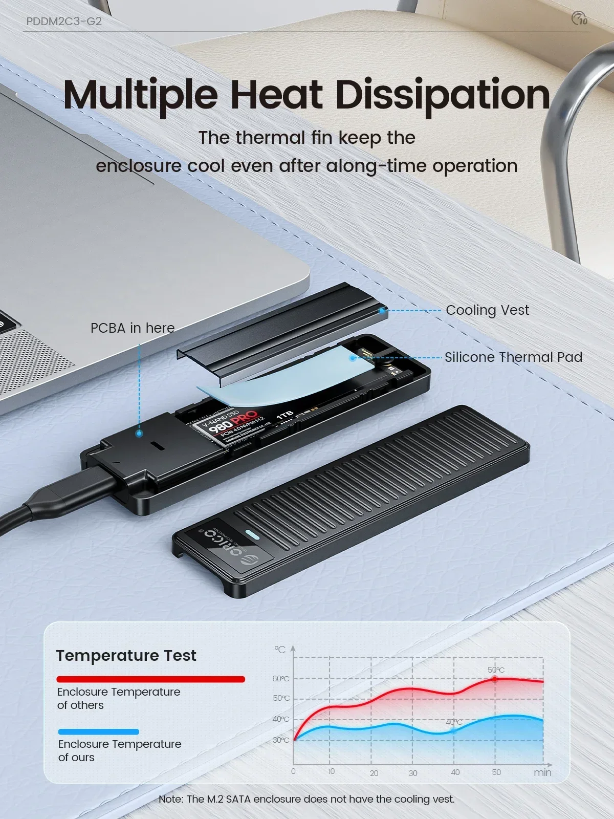 Orico-ssd nvme m2 caso, 10gbps, usb 2, gen2, externo, hd, ngff, sata, ssd, com dissipador de calor, caso livre