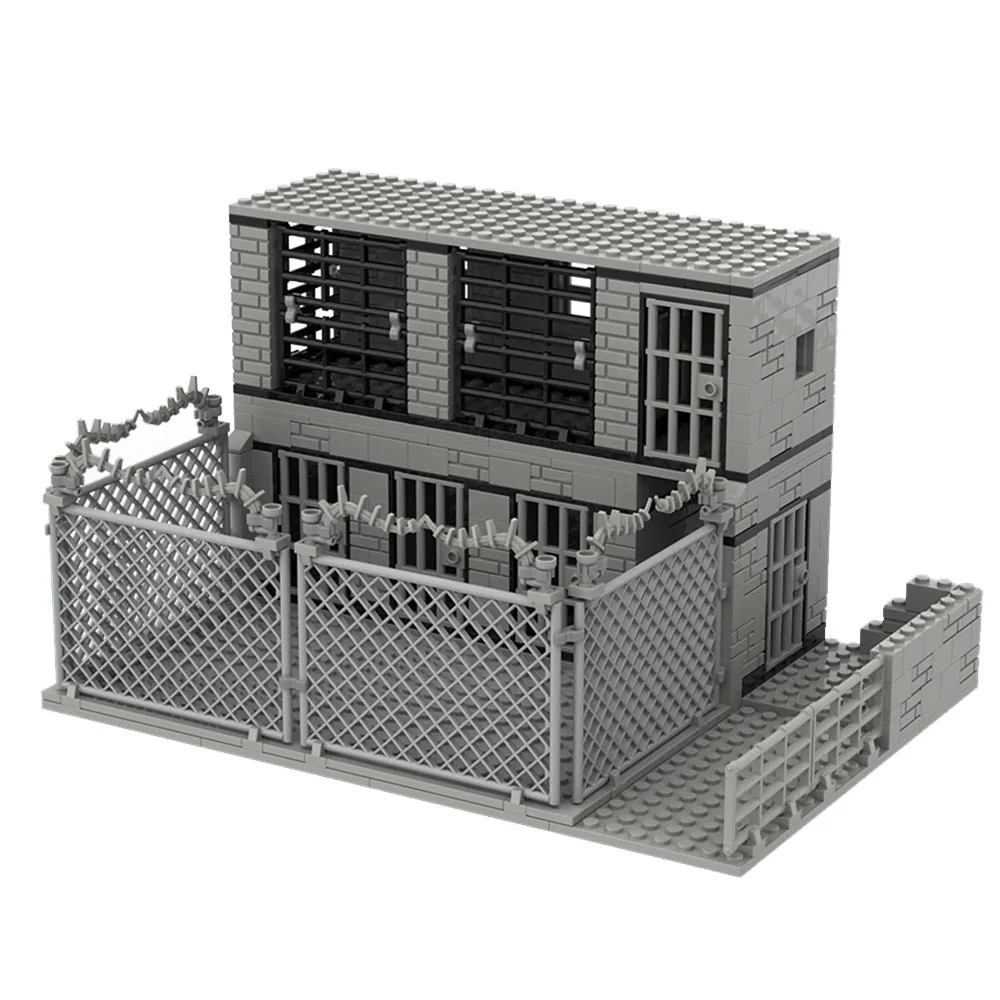 Mini figurines militaires MOC pour garçons, poste de police de la ville, cellules de prison, blocs de construction compatibles avec les légos, jouets en briques