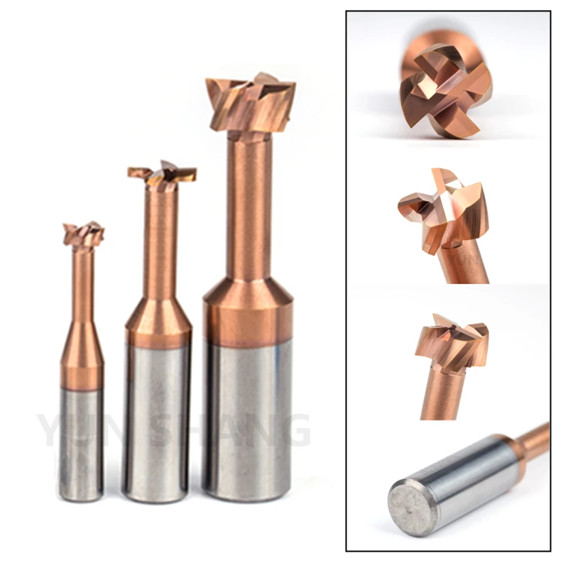 T Type Grooving Milling Cutter Overall Alloy Tungsten Steel Slotting Router Bits CNC Tool Endmill T-slot Milling D4mm-12mm