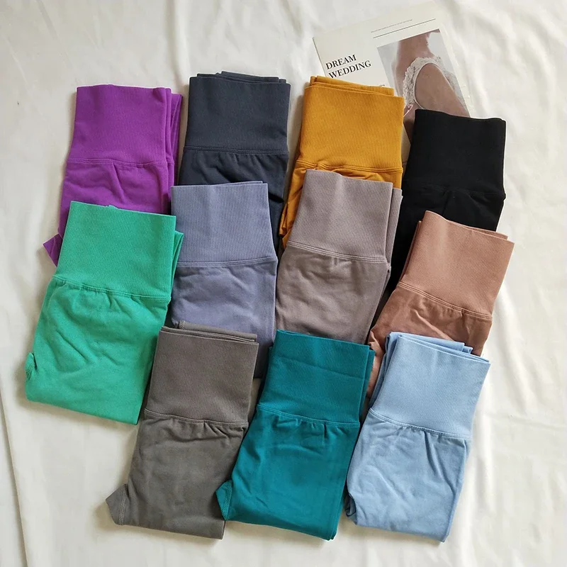 ไม่มีรอยต่อกีฬาโยคะกางเกงเอวสูงกางเกงขายาวกีฬาดูผ่านโยคะวิ่งกางเกงแห้งเร็ว Scrunch BUTT กางเกง