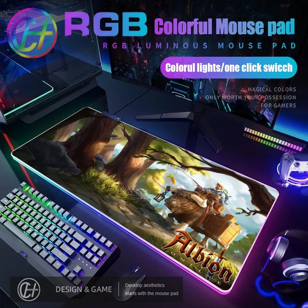 

Коврик для мыши Albion Online RGB Gaming Mouse Pad Настольный коврик HD Gamer Большой светодиодный светильник XXL HYBXAXC Коврики для мыши ПК Компьютерный ковер
