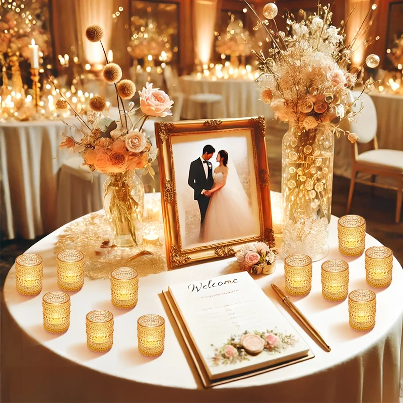 Wedding Glass Candle Holder For Table Centerpiece Decoration Mini Round Tealight Holder For Party Dinner And Festival Decoration