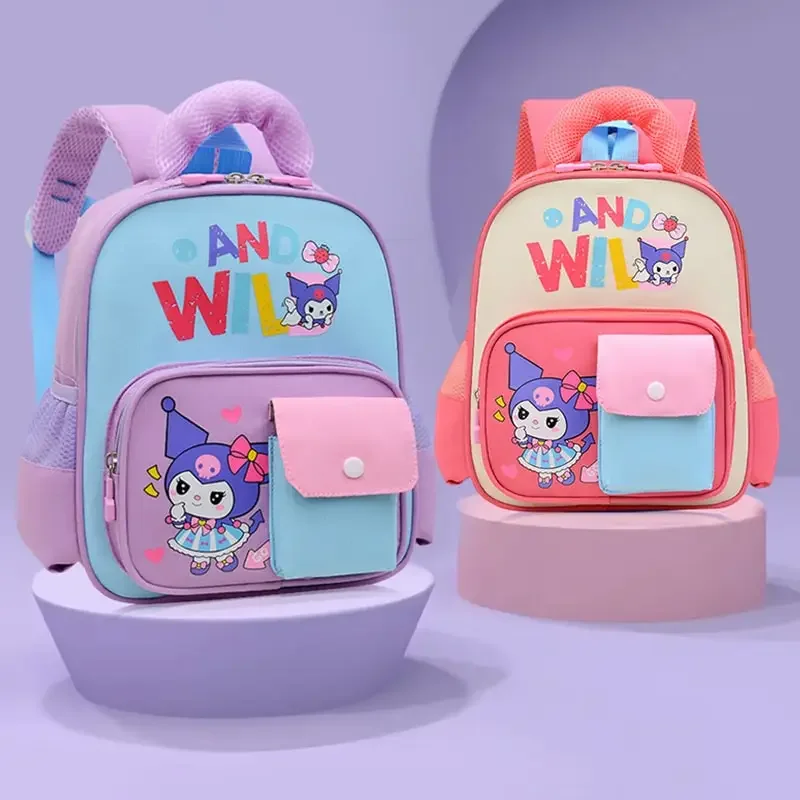 

Sanrioed Kuromi Anime Cartoon Student Backpack Cute Children Girl Boy Kindergarten Schoolbag Shoulder Bag Gift For Kids