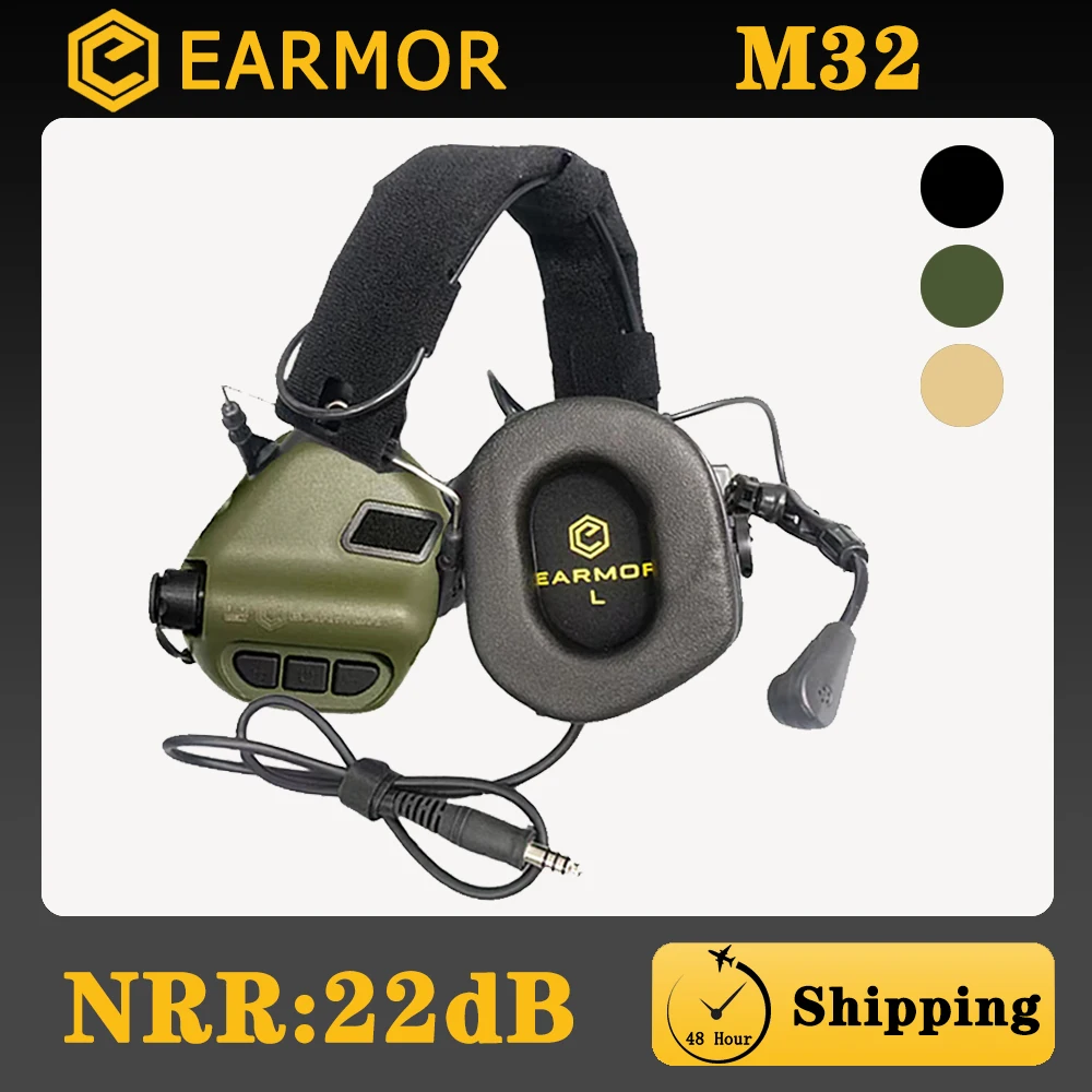 M32 EARMOR MOD3 Tactical Headset Jagd & Schießen Ohrenschützer mit Mikrofon, Sound Verstärkung, Nato TP120 Jacke