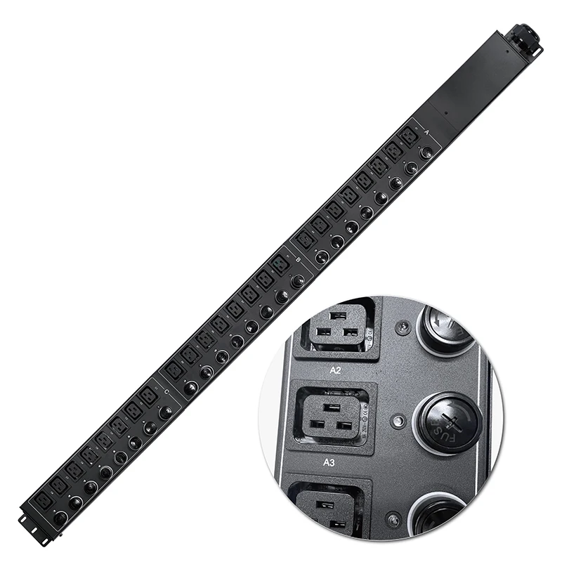 

Heavy PDU 24 pcs C19 outlets each port equipped with 20A fuse high power 3 phrase power distribution unit