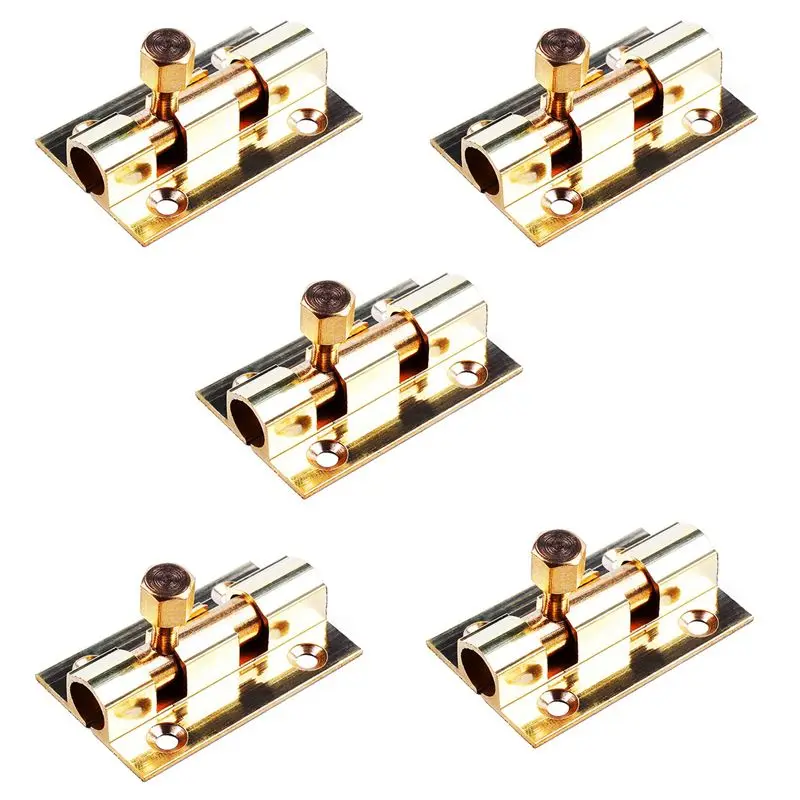 

A02M-5 Pcs 1.5-Inch Long Brass Door Latch Sliding Lock Barrel Bolt Gold