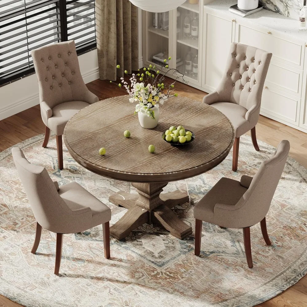

Upholstered Dining Chairs Set of 4, Fabric Side Dining Room Chairs with Tufted Button, Living Room Chairs