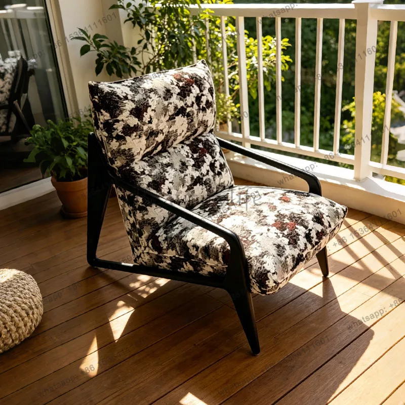 PG Nordic medieval single sofa balcony living room solid wood leisure valley chair lazy sofa chair