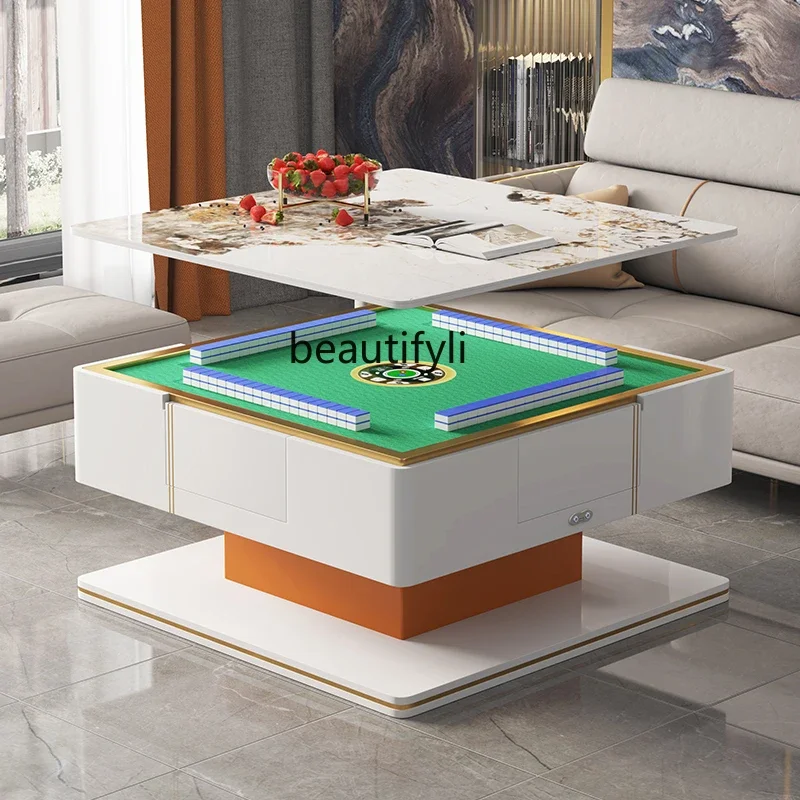 

Mahjong Table Simple Modern Household Electric Multi-Function Lifting Mahjong Machine Stone Plate Coffee Table Dual-Use