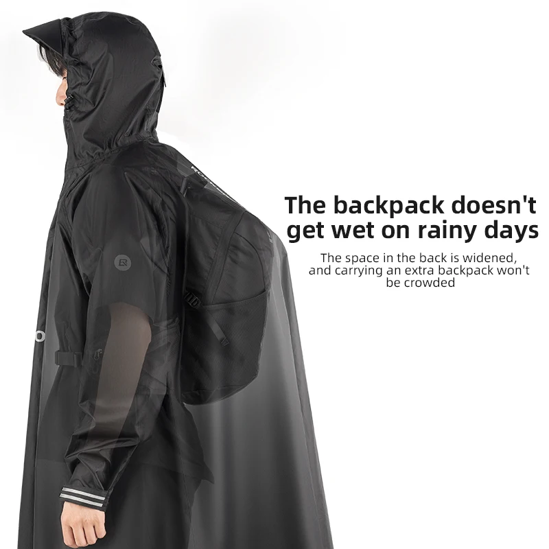 ROCKBROS Bicycle Raincoat Cycling Jacket Backpacks Poncho Rainproof Coat Brim With Hood Electromobile Waterproof Windproof Cloak