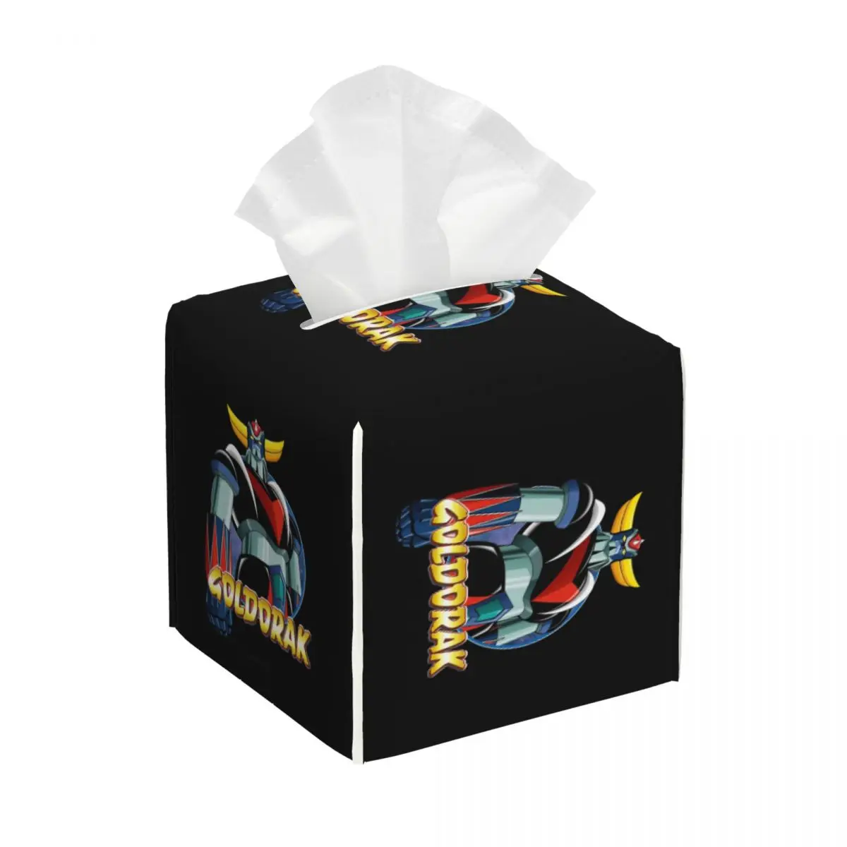 Custom UFO Robot Goldorak Grendizer Box Cover PU Leather Square Anime Mechanical Warrior Facial Tissues Holder for Bathroom