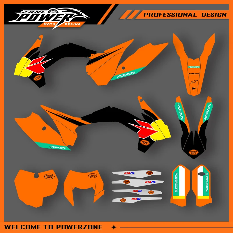 

Графика Powerzone для KTM 2013 2014 2015 SXF SX 2014 2015 2016 EXC EXC-F, наклейки, наклейки для мотоцикла, фон на заказ 06