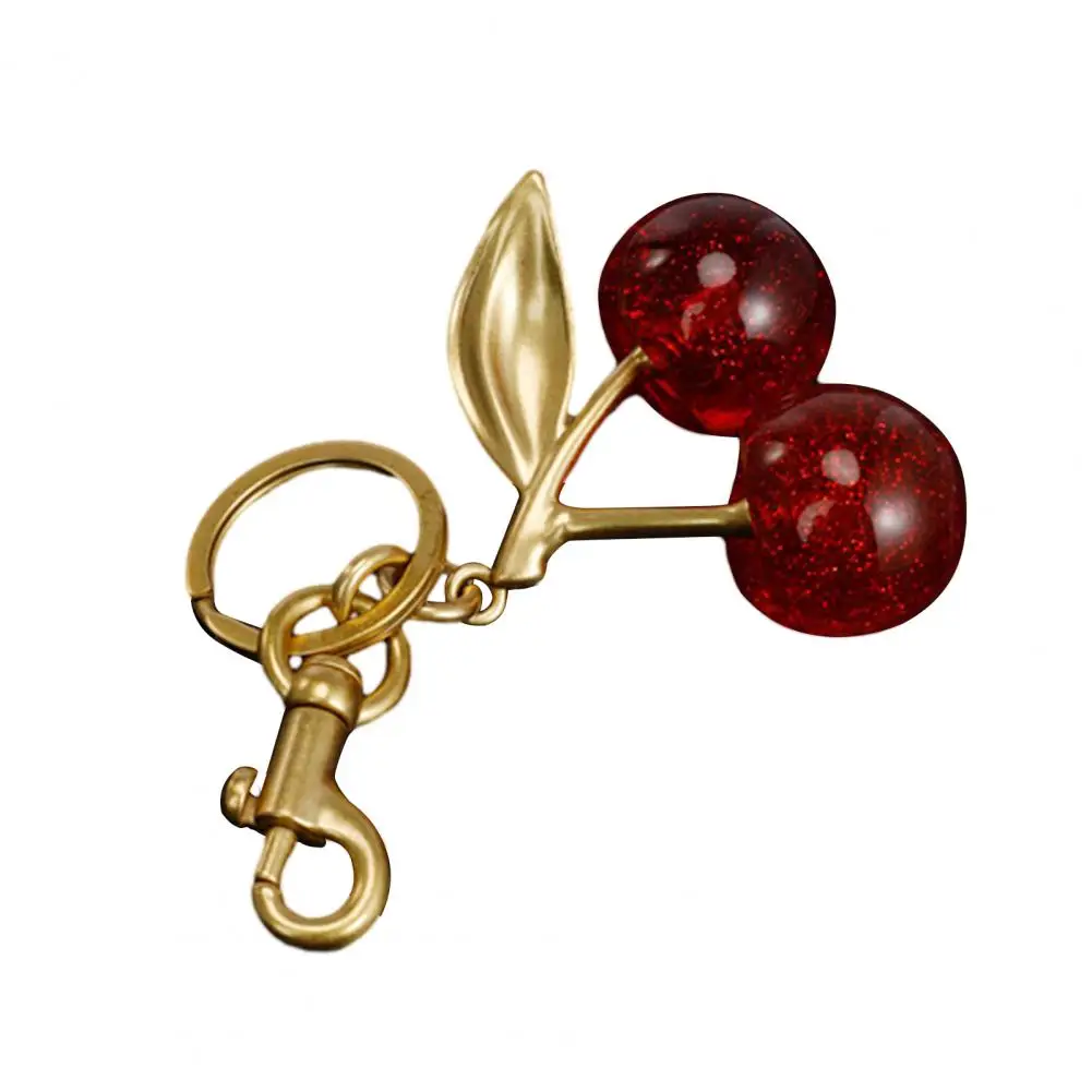 Cherry Charm Pendant Cherry Pendant Shoulder Bag Decoration Fruit Leaf Shape Keychain Exquisite Keyring Holder Personalized Key